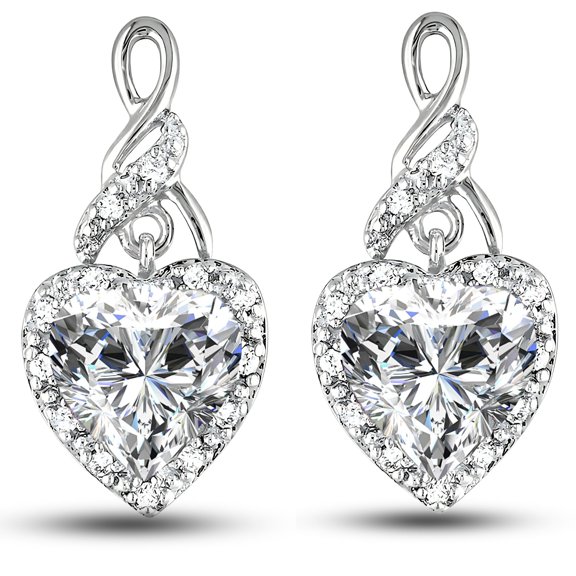 Heart Shape Blue Cz Drop Stud Earrings Womens Ginger Lyne Collection