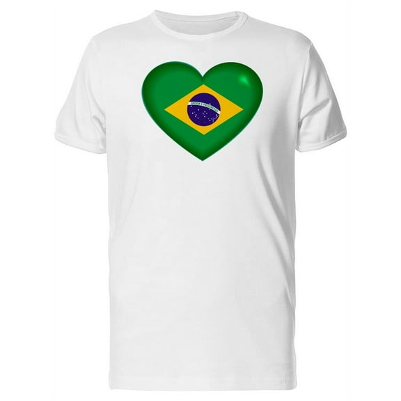 Heart Shape Brazilian Flag T-Shirt Men -Image by Shutterstock, Male x-Large