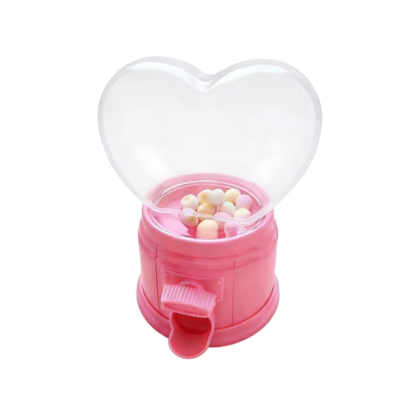 Heart Shape Candy Dispenser, Mini Bubble Gum Machine, Tabletop Small Gumball Machine for Party Gift Holiday Candy Swap Pink
