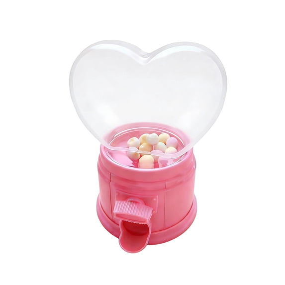 Heart Shape Candy Dispenser, Mini Bubble Gum Machine, Tabletop Small Gumball Machine for Party Gift Holiday Candy Swap Pink