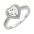 thumbnail image 1 of Heart Shape Center Clear Cubic Zirconia Heart Ring Rhodium Plated Sterling Silver Size 8, 1 of 3