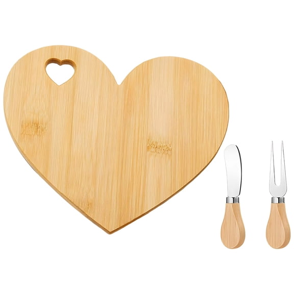 Heart Shape Charcuterie Board Set, Wood Cheese Board Gift Box with 2 Utensils, Wooden Serving Tray with Cheese Knives and Fork, 8.3 x 6.9 in / 21.1 x 17.5 cm