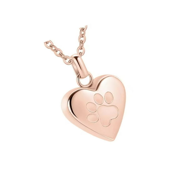 Heart Shape Charm Pet Ashes Container Necklace Claw Pattern Designs Steel Memorial Jewelry Neckchain For Pet Owners Gift
