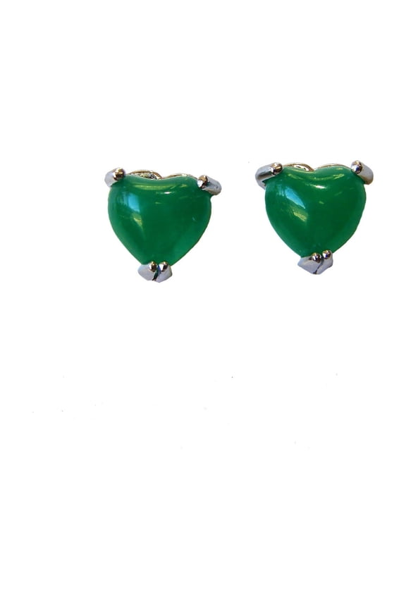 Heart Shape Chinese Jade Stud Earrings