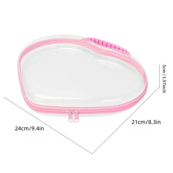 Heart-Shape Clear Hard Zipper Case, Hard Shell Plastic Clear Organizer Bag, Transparent Makeup Pouches, Portable Box for Travel Toiletries Storage Bins