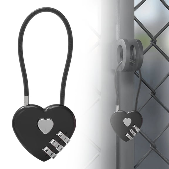 Heart Shape Code Lock,3 Digit Combination Lock, Combo Cable Lock with Code, Small Padlock Combination, for Suitcase, Gym Locker, Backpack Bag Zipper, Cabinet,Fence,Travel Safe Outdoor Use,D