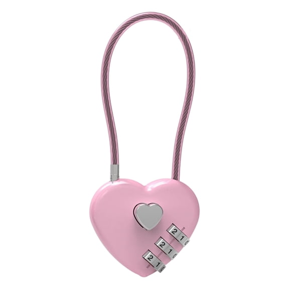 Heart Shape Code Lock Compact Small Padlock Combination with 3 Digit Code Combination for Luggage, Backpack, Jewelry Box, Hall Locker