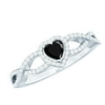thumbnail image 1 of Rosec Jewels Lab Grown Black Diamond Heart Engagement Ring - Black and White Diamond Ring - AAAA Quality - with Jewelry Box, 10K White Gold, US 4.50, 1 of 7