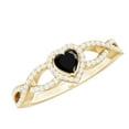 thumbnail image 1 of Rosec Jewels Lab Grown Black Diamond Heart Engagement Ring - Black and White Diamond Ring - AAAA Quality - with Jewelry Box, 10K Yellow Gold, US 12.50, 1 of 7