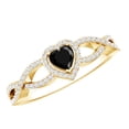 thumbnail image 1 of Rosec Jewels Lab Grown Black Diamond Heart Engagement Ring - Black and White Diamond Ring - AAAA Quality - with Jewelry Box, 14K Yellow Gold, US 10.00, 1 of 7