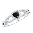 thumbnail image 1 of Rosec Jewels Lab Grown Black Diamond Heart Engagement Ring - Black and White Diamond Ring - AAAA Quality - with Jewelry Box, 925 Sterling Silver, US 4.00, 1 of 7