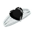 thumbnail image 1 of Heart Shape Created Black Diamond Ring with Diamond (8 mm) - Split Shank Ring, 925 Sterling Silver, US 9.00, 1 of 9