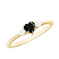 thumbnail image 1 of Rosec Jewels Lab Created Black and White Diamond 3 Stone Ring - Heart Promise Ring for Women - AAAA Quality - Ready to Gift, 10K Yellow Gold, US 3.50, 1 of 9