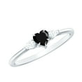 thumbnail image 1 of Rosec Jewels Lab Created Black and White Diamond 3 Stone Ring - Heart Promise Ring for Women - AAAA Quality - Ready to Gift, 925 Sterling Silver, US 4.00, 1 of 9
