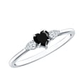 thumbnail image 1 of Rosec Jewels Lab Grown Black Diamond Heart Promise Ring - AAAA Quality - Black and White Diamond 3 Stone Ring - Ready to Gift, 925 Sterling Silver, US 4.00, 1 of 8