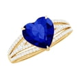 thumbnail image 1 of Rosec Jewels Heart Shape Created Blue Sapphire Ring with Diamond - Split Shank Ring (2 Carat), 18K Yellow Gold, US 12.00, 1 of 8
