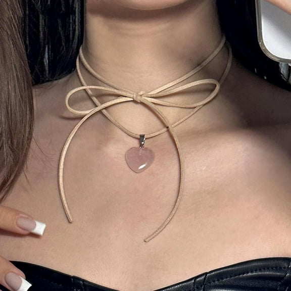 Heart Shape Crystal Necklace with Natural Healing Stones - Handmade Real Gemstone Jewelry Gifts for Women