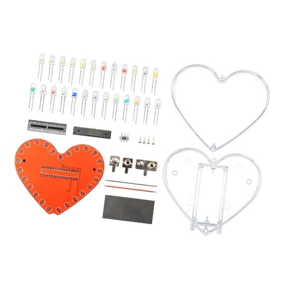 Heart Shape DIYer Electronic Assembly Set With Rainbows LED Lighting Effects Microcontroller Programming Base For Entry
