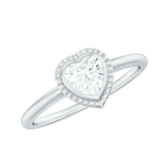 Rosec Jewels Heart Shape Diamond Promise Ring for Women (5 mm Lab Grown, EF-VS Quality), 10K White Gold, US 5.00
