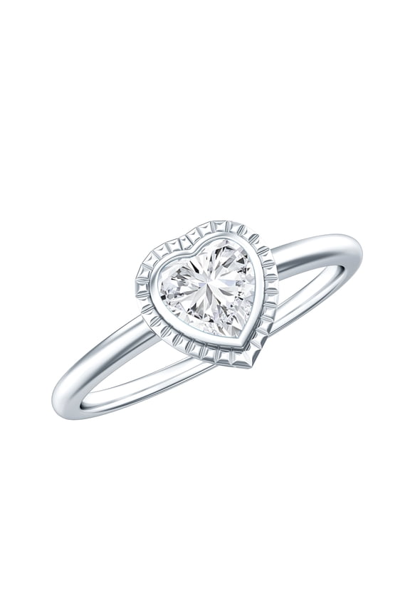 Heart Shape Lab Grown Diamond Promise Ring for Women (Half Carat, EF-VS Quality), 14K White Gold, US 4.50