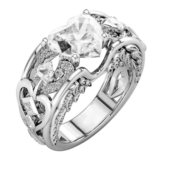 Heart Shape Diamond Zircon Women Fashion Trend Full Diamond Zircon Ring Ladies Jewelry Diamond Rings For Women Size 5 11 alloy White