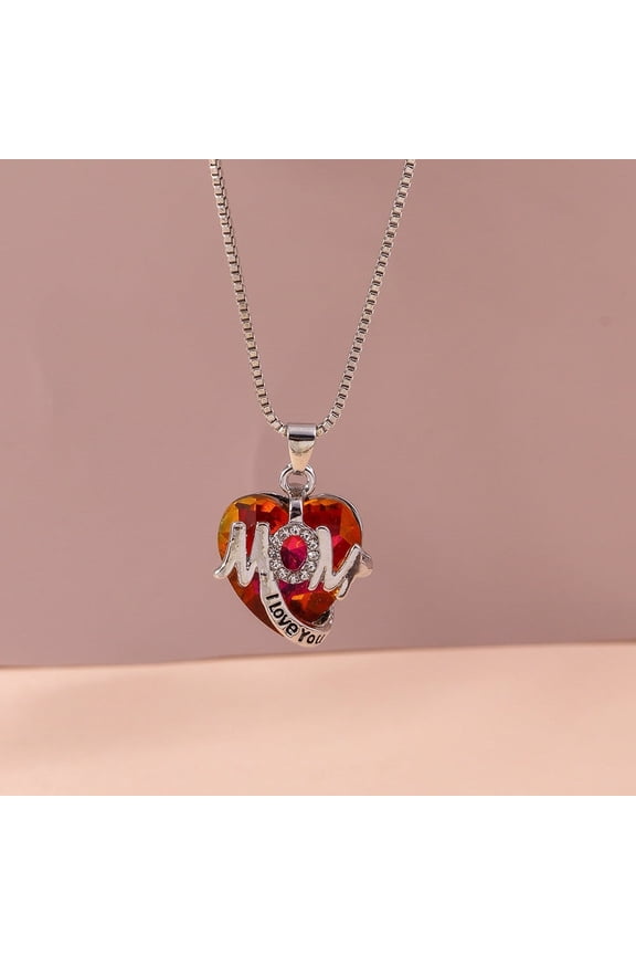 Heart Shape Double Color Pendant,Sparkling Red Necklace Sterling Crystal Jewelry,Valentine's Gift for Women Friends Female Mother Love Lasts Forever