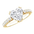 thumbnail image 1 of Rosec Jewels 2 Carat Heart Shaped Moissanite Engagement Ring with Side Stones (D-VS1 Quality, 8 mm) - Jewelry Box included, 18K Yellow Gold, US 4.50, 1 of 8