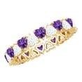 thumbnail image 1 of Rosec Jewels Heart Shape Eternity Ring for Women with Amethyst and Moissanite, 10K Yellow Gold, US 5.00, 1 of 9