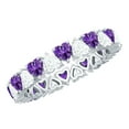 thumbnail image 1 of Rosec Jewels Heart Shape Eternity Ring for Women with Amethyst and Moissanite, 925 Sterling Silver, US 5.50, 1 of 9