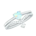 thumbnail image 1 of Rosec Jewels Heart Shape Ethiopian Opal Ring Set with Diamond for Women (6 MM, AAA Grade), 925 Sterling Silver, US 10.50, 1 of 8