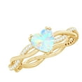 thumbnail image 1 of Rosec Jewels Real Ethiopian Opal Heart Promise Ring with Diamond - Braided Ring (AAA Grade, 6 mm) - Ready to Gift for Valentines, 14K Yellow Gold, US 7.50, 1 of 10