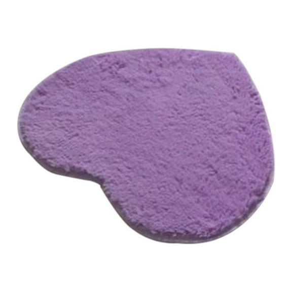 Heart Shape Fluffy Floor Mat Non-slip Area Rugs Carpet for Bedroom Dinning Room 30 x 40cm (Light Purple)