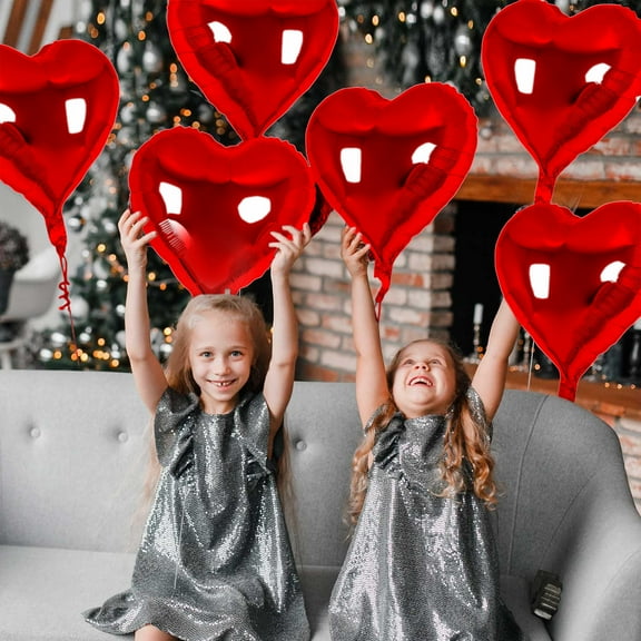 Heart Shape Foil Balloons Black 10 Pack | Premium Aluminum Self-Sealing Balloons for Valentine Wedding Birthday Engagement Party Decor | Reusable Romantic Glossy Finish Balloons & Ribbon