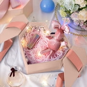 Heart Shape Gift Box with Lid and Ribbon Bow Solid Color Double Door Packaging Box, Love Box, Open Door Ribbon Bow Heart Shaped Gift Box Wedding Accompaniment Gift Box Holiday Cosmetic Gift Box