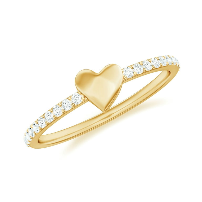 Heart Shape Gold Diamond Promise Ring for Women Valentines Gift