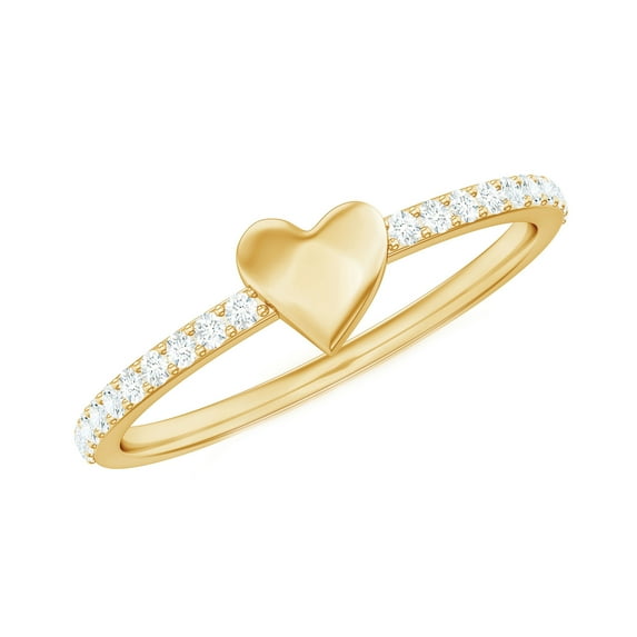 Rosec Jewels Natural Diamond Heart Promise Ring for Women - Commitment Ring - HI-SI Quality - Ready to Gift for Valentines, 14K Yellow Gold, US 6.00