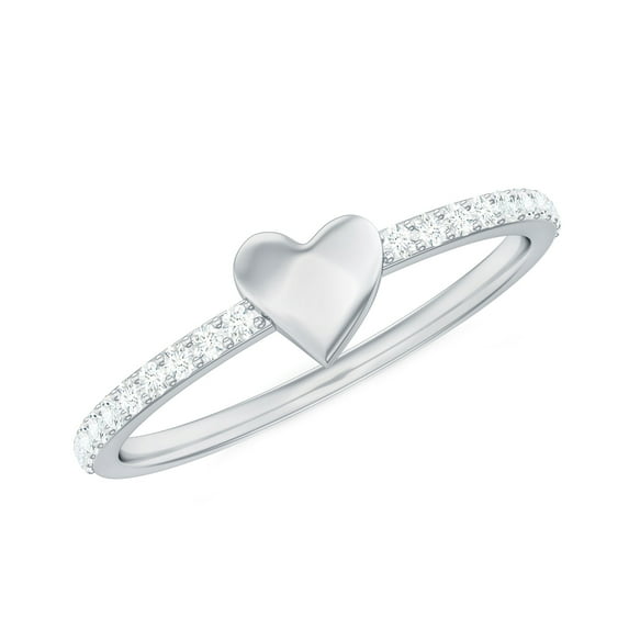 Rosec Jewels Natural Diamond Heart Promise Ring for Women - Commitment Ring - HI-SI Quality - Ready to Gift for Valentines, 18K White Gold, US 8.00
