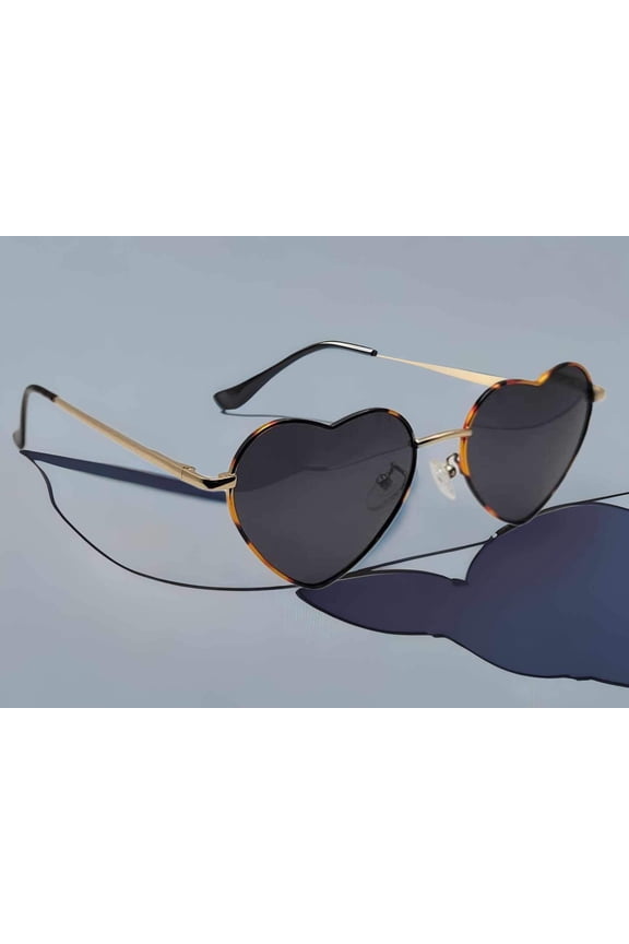 Heart Shape Heart Sunglasses Retro Vintage Boho Print Black