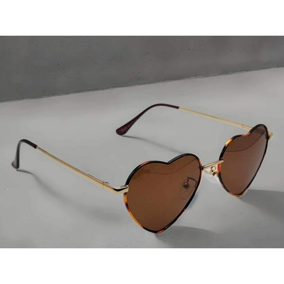 Heart Shape Heart Sunglasses Retro Vintage Boho Tea Print