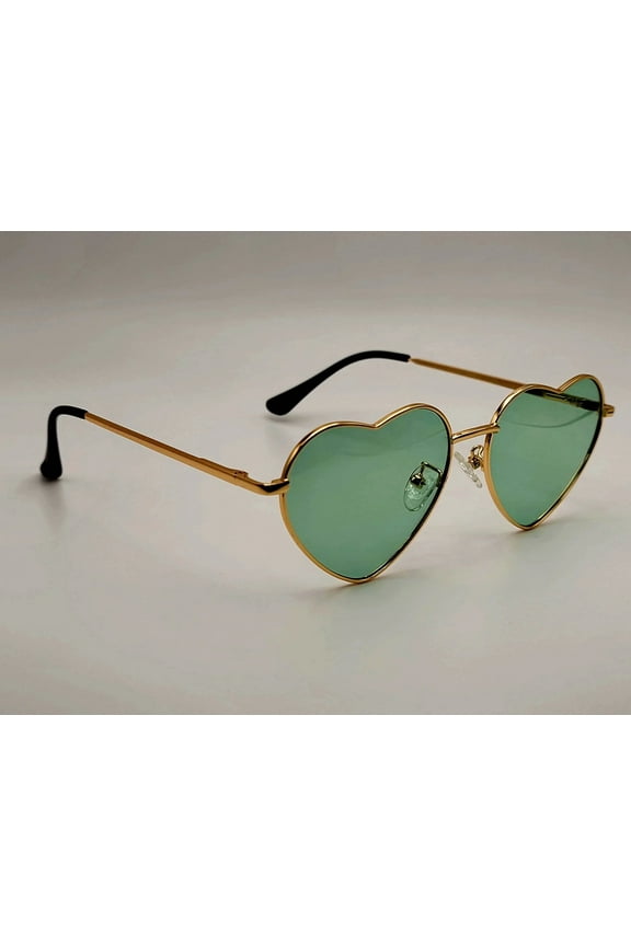 Heart Shape Heart Sunglasses Retro Vintage Boho Translucent Color Green