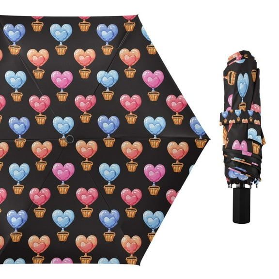 Heart Shape Hot Air Balloon Compact Sun Umbrella Windproof Travel Umbrellas for Rain Strong Portable UV Protection