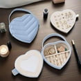 thumbnail image 1 of Heart Shape Jewelry Box Gift Portable Jewelry Case with Handle Travel Jewelry Organizer for Earrings Rings Necklaces Small Accessories Pink Blue PU Leather Flannel Lining, 1 of 5
