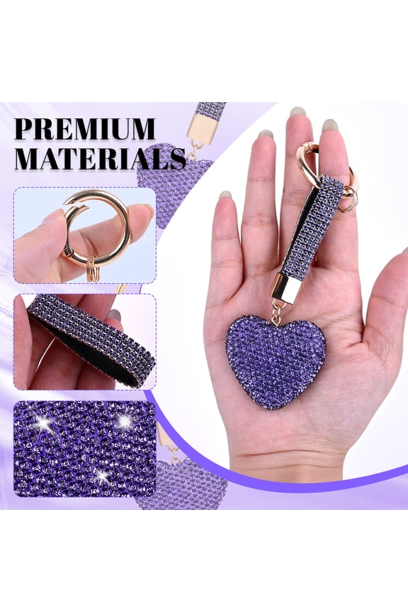 Heart Shape Key Chain, Crystal Keychain for Women with Sparkly Rhinestones Bling Car Key Chains for Backpack Handbag Car Key