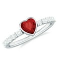 thumbnail image 1 of Rosec Jewels Heart Shape Lab Created Ruby Solitaire Ring with Diamond (1 carat, AAA Grade), 10K White Gold, US 7.50, 1 of 7