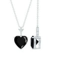 thumbnail image 1 of Rosec Jewels Certified Lab Grown Black Diamond Heart Necklace - with Chain - 8 mm - AAAA Quality - Ready to Gift with Jewelry Box, 14K White Gold, 1 of 8