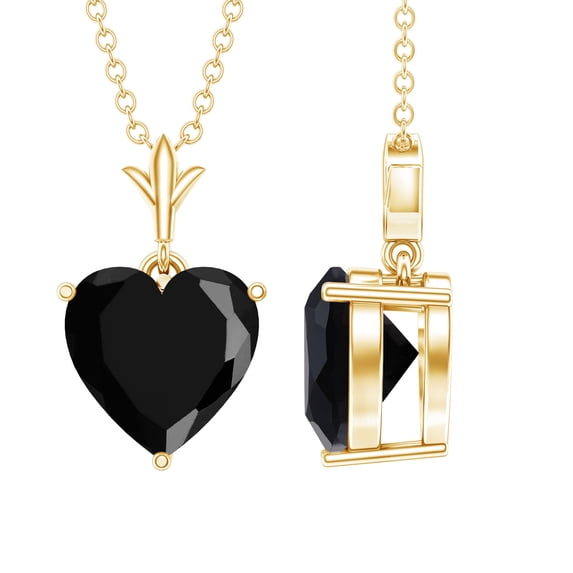 Rosec Jewels Certified Lab Grown Black Diamond Heart Necklace - with Chain - 2.4 Ct - AAAA Quality - Ready to Gift with Jewelry Box, 14K Yellow Gold