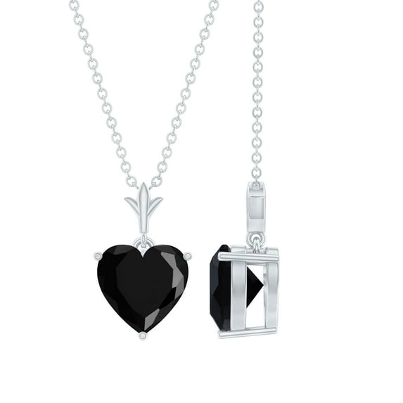 Rosec Jewels Certified Lab Grown Black Diamond Heart Necklace - with Chain - 8 mm - AAAA Quality - Ready to Gift with Jewelry Box, 18K White Gold