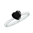 thumbnail image 1 of Rosec Jewels Certified Lab Grown Black Diamond Heart Shaped Engagement Ring - Black Diamond Solitaire Ring - 8 mm - AAAA Grade, 10K White Gold, US 11.00, 1 of 9