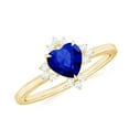 thumbnail image 1 of Rosec Jewels Heart Shape Lab Grown Blue Sapphire Promise Ring with Diamond for Women - 6 mm, 10K Yellow Gold, US 13.00, 1 of 9