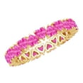 thumbnail image 1 of Rosec Jewels Heart Shape Lab Grown Pink Sapphire Eternity Ring for Women - AAAA Quality, 10K Yellow Gold, US 3.00, 1 of 9